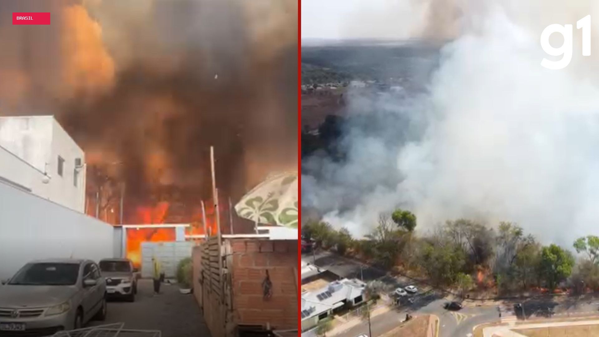 Chamas cercam residências durante incêndio em área verde de Sorriso (MT)