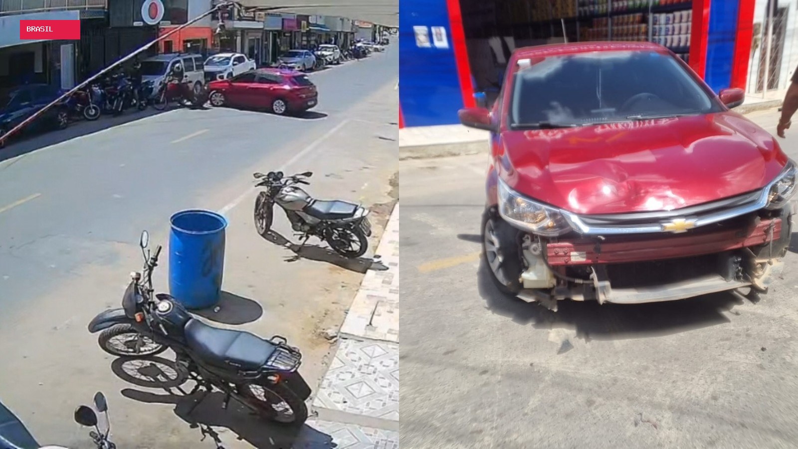 Vídeo: carro derruba motociclista, que atinge outro homem no interior do Ceará