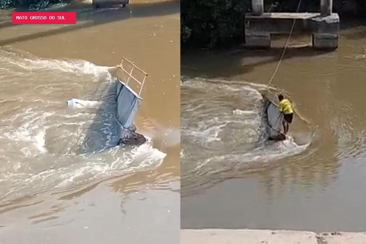 Corpo de caminhoneiro é achado submerso após queda de ponte na MS-168, no Pantanal