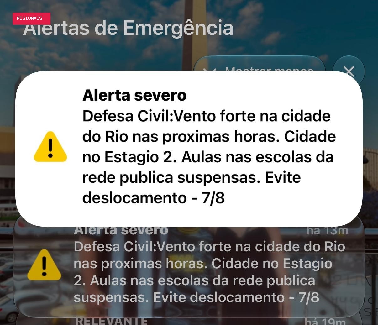 Aviso sonoro de 'alerta extremo' em celulares dá susto em cariocas e toca ao vivo no RJ1; VÍDEO