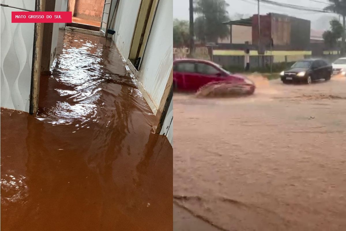 Chuva forte alaga ruas e casas em Campo Grande; MS segue sob alerta de tempestade e frio intenso