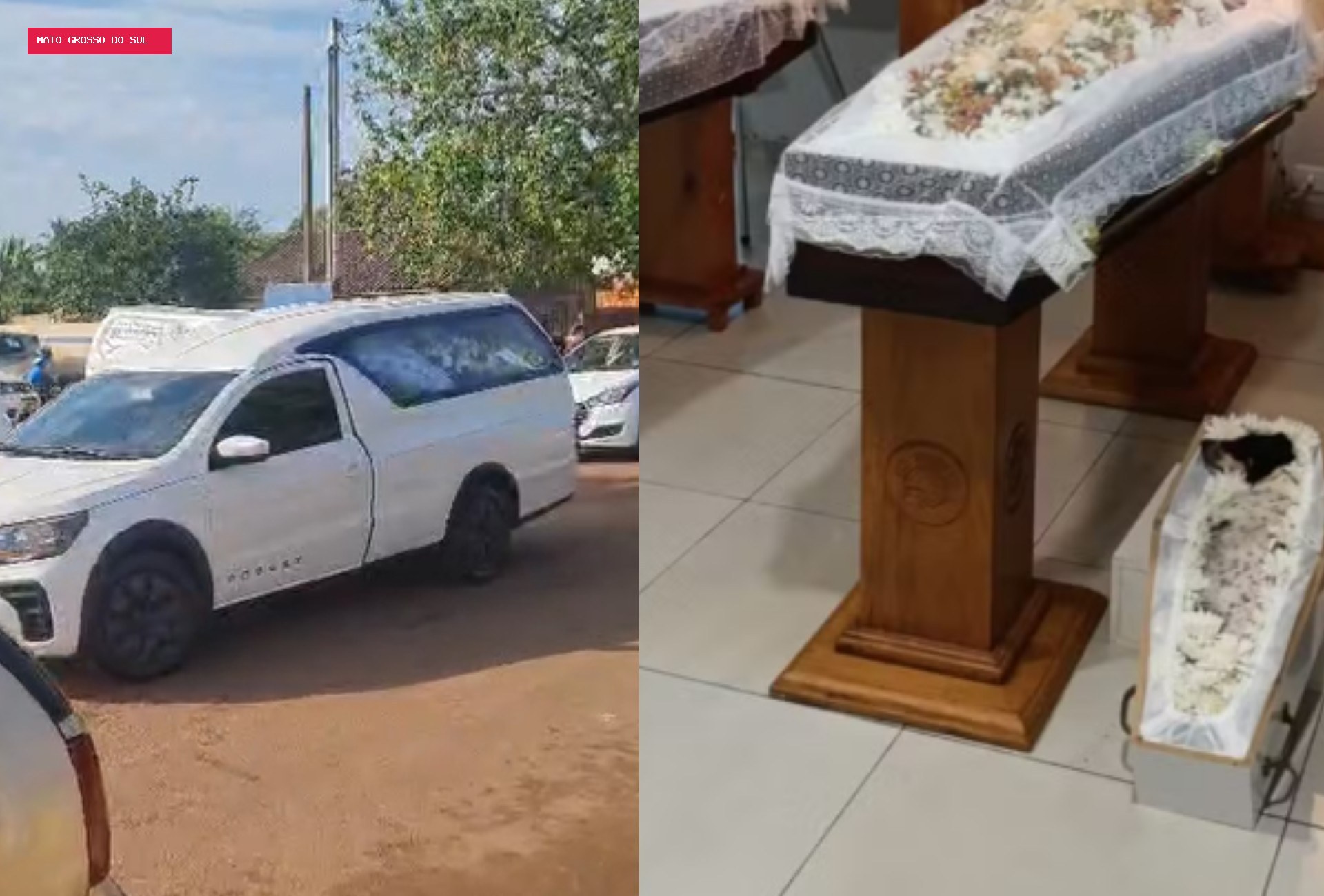 Cortejo reúne família e amigos em despedida de pai, filhas e cachorrinha, mortos em acidente na BR-163