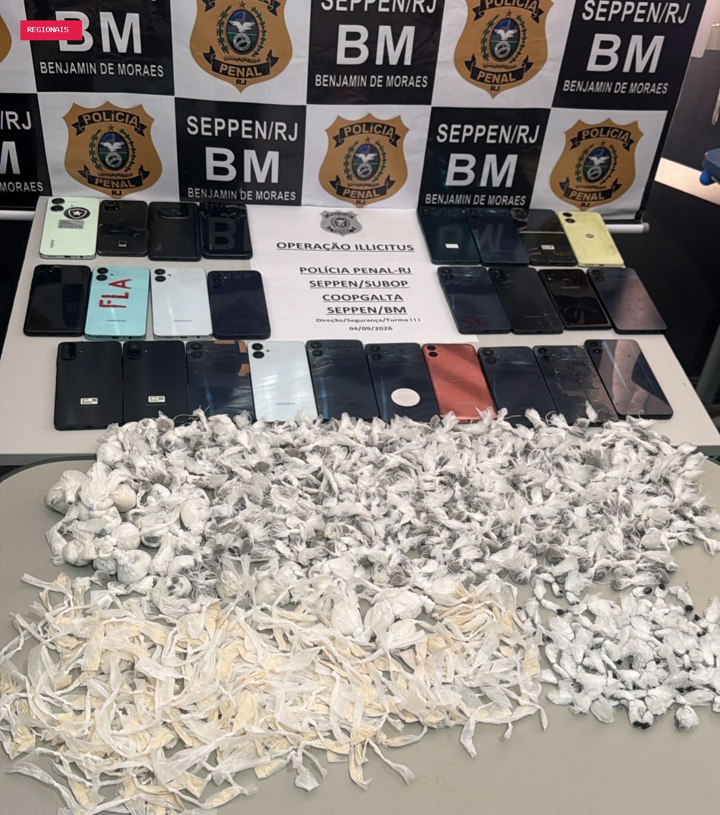Polícia Penal apreende 26 celulares e grande quantidade de drogas em presídio no Rio