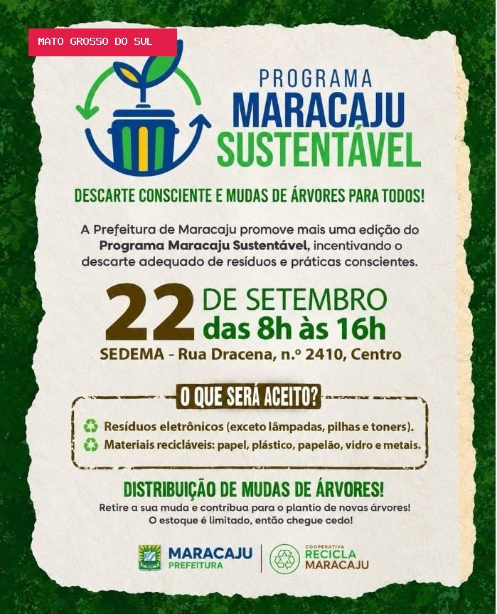 Maracaju promove coleta de eletrônicos e recicláveis e distribui mudas de árvores