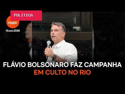 Flávio Bolsonaro fala em “guerra espiritual” durante culto no Rio