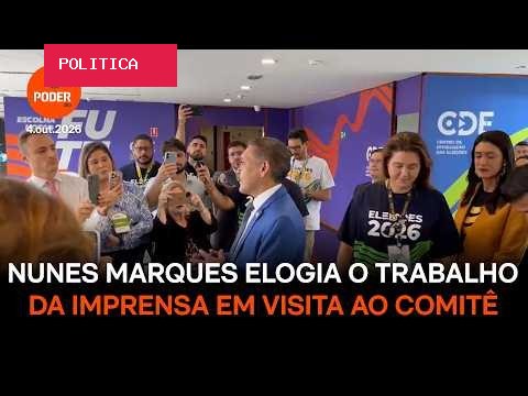 Nunes Marques elogia o trabalho da imprensa em visita ao comitê no TSE