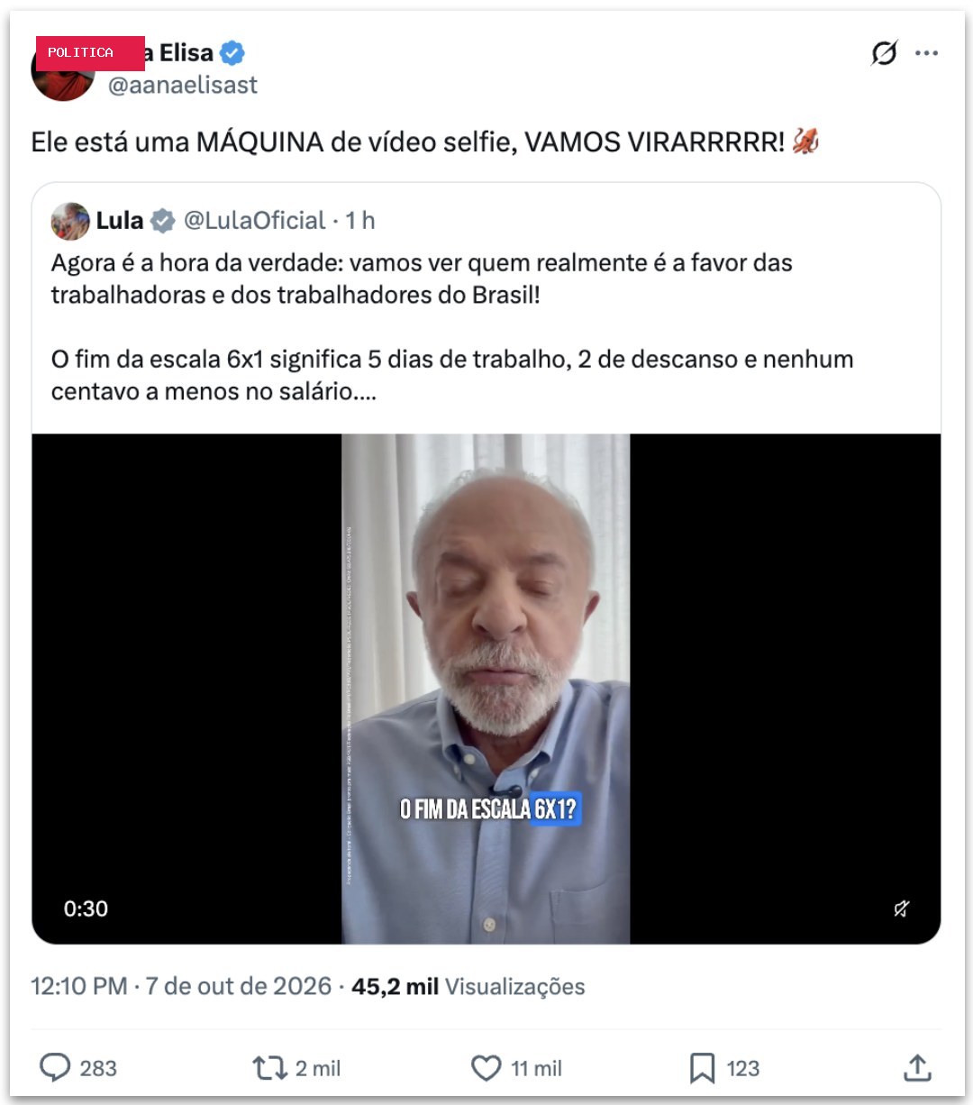 Ana Elisa pede que Lula amplie atuação nas redes sociais no 2º turno