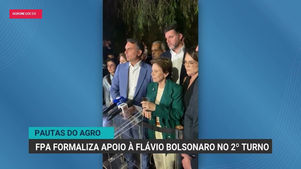Frente Parlamentar da Agropecuária apoia Flávio Bolsonaro no 2º turno