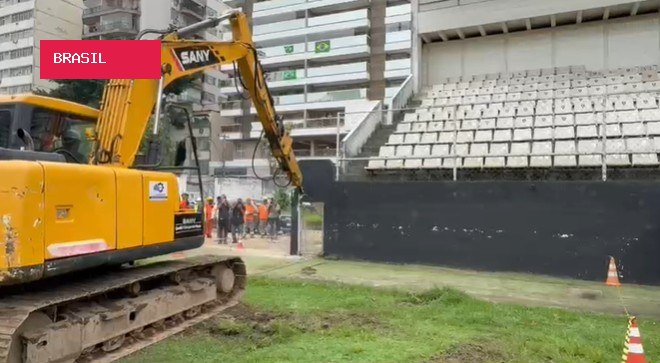 Obras de reservatório contra alagamentos começam no estádio Caio Martins, em Niterói