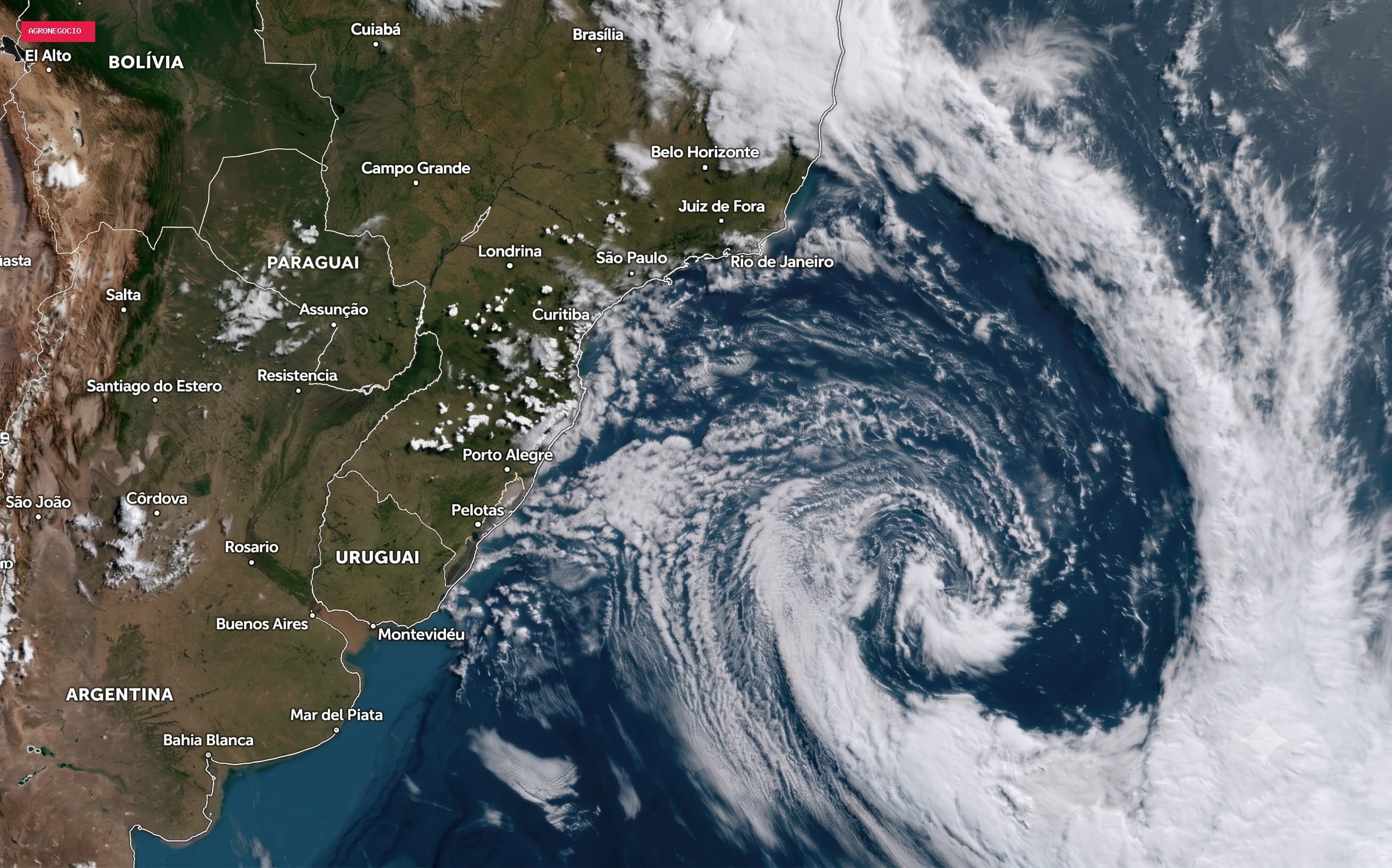 Ciclone pode provocar chuva forte em duas regiões do Brasil nos próximos dias